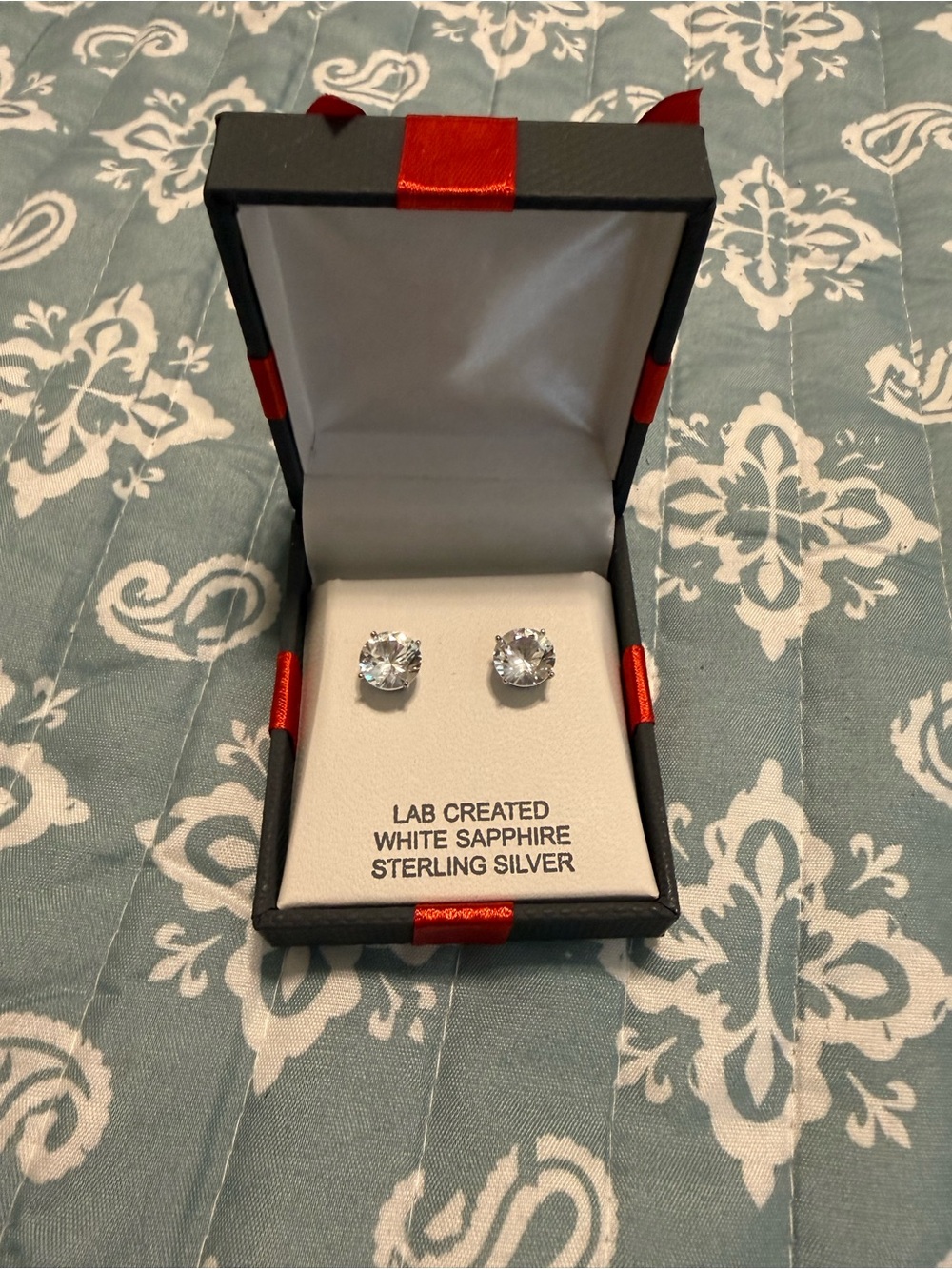Sterling Silver Lab-Created White Sapphire Stud Earrings